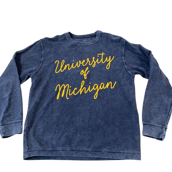University Of Michigan Women's Long Sleeve Corduroy Shirt Pressbox Medium Blue - Picture 1 of 5